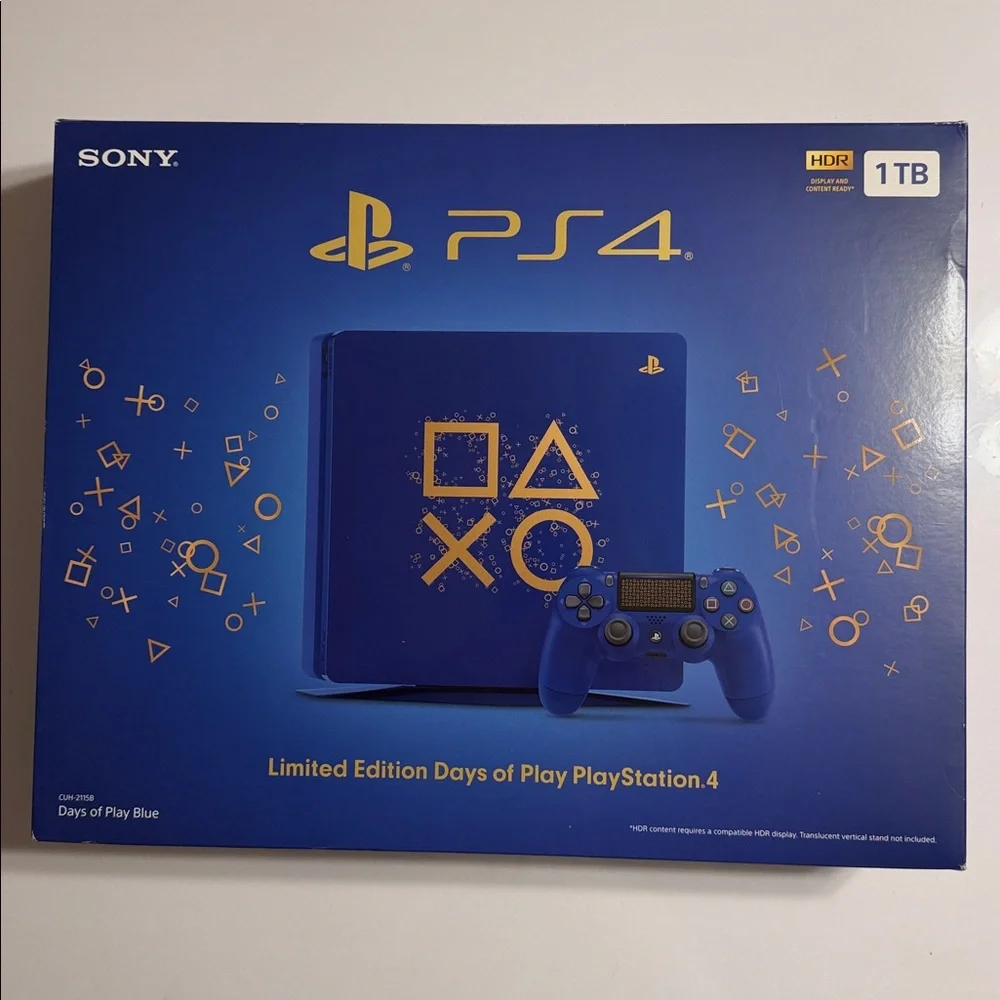 Sony PS4 Days of Play Limited Edition 1TB, Blue Console with Extra Controller